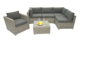 DEOKORK Ratanová variabilná zostava SEVILLA pre 5 osôb  (sivá)