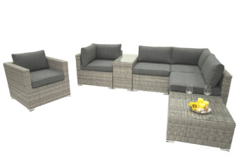 DEOKORK Ratanová variabilná zostava SEVILLA pre 5 osôb  (sivá)