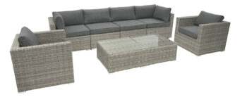 DEOKORK Ratanová variabilná zostava SEVILLA pre 6 osôb  (sivá)