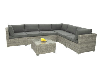 DEOKORK Ratanová variabilná zostava SEVILLA pre 6 osôb (sivá)