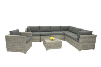 DEOKORK Ratanová variabilná zostava SEVILLA pre 7 osôb (sivá)