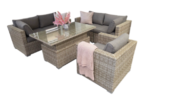 DEOKORK Ratanová zostava SEVILLA pre 5 osôb (béžová)