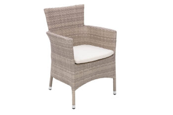 DEOKORK Ratanové kreslo stohovateľné MODENA s poduškou (sivo-béžová)