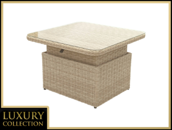 DEOKORK Ratanový stôl výsuvný jedálenský/odkladací 100 x 100 cm MALIBU (cappuccino)