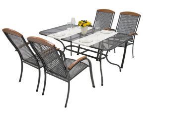 DEOKORK Záhradná kovová zostava PROVENCE I. 1+4 Stôl obdĺžnikový 190x105 cm (CT0310)