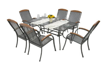 DEOKORK Záhradná kovová zostava PROVENCE I. 1+6 Stôl obdĺžníkový 190x105 cm (CT0310)