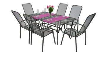 DEOKORK Záhradná kovová zostava SANDRA 1+6 stůl 160x95 cm (CT311)