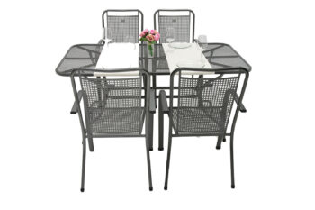 DEOKORK Záhradná kovová zostava SAVANA I. 1+4 Stôl obdĺžnikový 190x105 cm (CT0310)