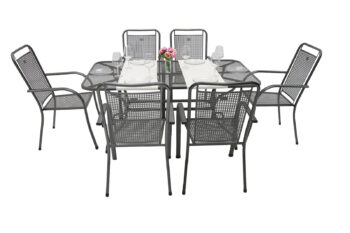 DEOKORK Záhradná kovová zostava SAVANA I. 1+6 Stôl obdĺžnikový 160x95 cm (CT0311)