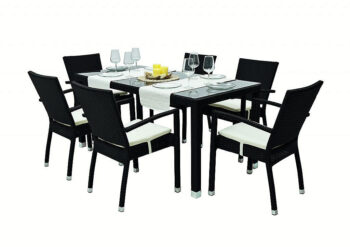 DEOKORK Záhradná ratanová zostava NAPOLI II. 1+6 (čierna)