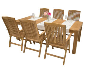 DEOKORK Záhradná teaková zostava MONTE LAGUNA 240 8x Záhradné polohovacie kreslo LAGUNA