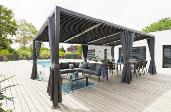 DEOKORK Záhradný hliníkový altánok LUXURY 6x3,5 m (grafit)