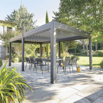 DEOKORK Záhradný hliníkový altánok MEGAN 6x3 m (grafit)