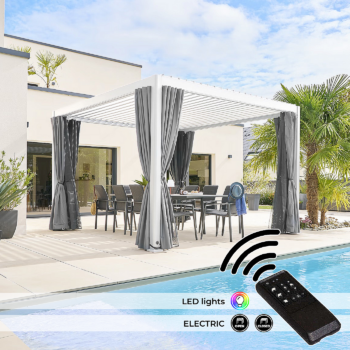 DEOKORK Záhradný hliníkový altánok elektrický MEGAN 3,6x3,6 m (biela)