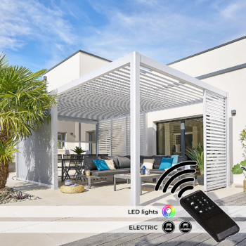 DEOKORK Záhradný hliníkový altánok elektrický MEGAN 6x3,6 m (biela)