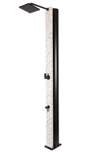 Hanscraft Solárna sprcha ATLAS GARDEN s oplachom nôh (antracit / imitácia bieleho mramoru)