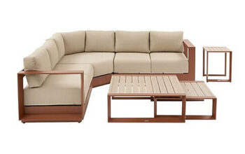 Hliníková rohová zostava pre 5 osôb MADRID NEW (mahagón)