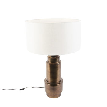 Art Deco stolná lampa s tienidlom biela 50 cm - Bruut