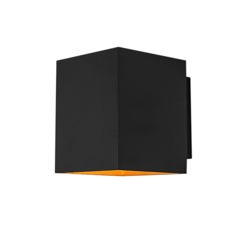 Dizajnová nástenná lampa čierna a zlatá obdĺžniková - Sola Dizajnová nástenná lampa čierna a zlatá obdĺžniková - Sola