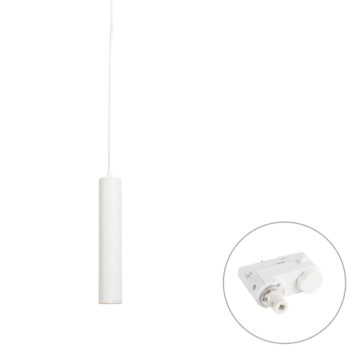 Dizajnové závesné svietidlo biele vrátane adaptéra koľajnice 3-fázové - 3-fázové Tuba Small