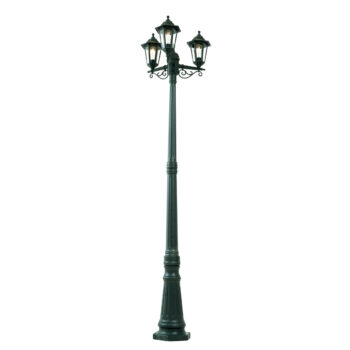 Klasická vonkajšia lampa tmavozelená 217cm 3-svetlá IP44 - New Haven