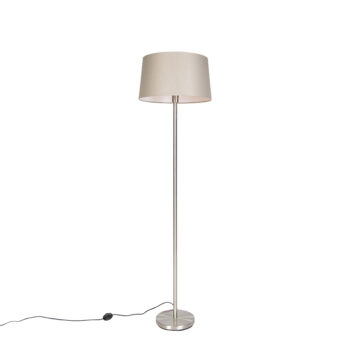 Moderná stojaca lampa oceľ s tienidlom taupe 45 cm - Simplo