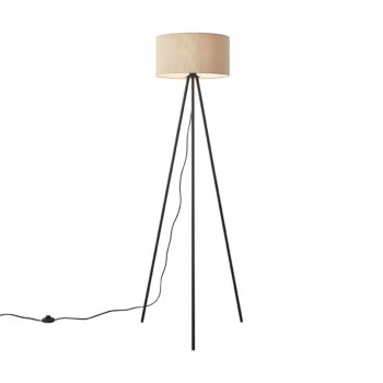 Moderná stojaca lampa taupe so zamatovým tienidlom - Luz