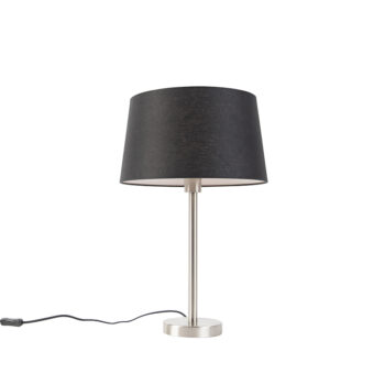 Moderná stolná lampa oceľ s čiernym tienidlom 35 cm - Simplo