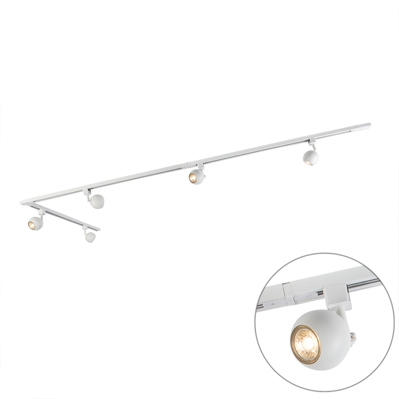 Moderný 1-fázový koľajnicový systém s 5 reflektormi biely - Gissi Moderný 1-fázový koľajnicový systém s 5 reflektormi biely - Gissi