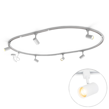 Moderný koľajnicový systém s 6 reflektormi biely 1-fázový oválny 100 cm - Iconic Jeana