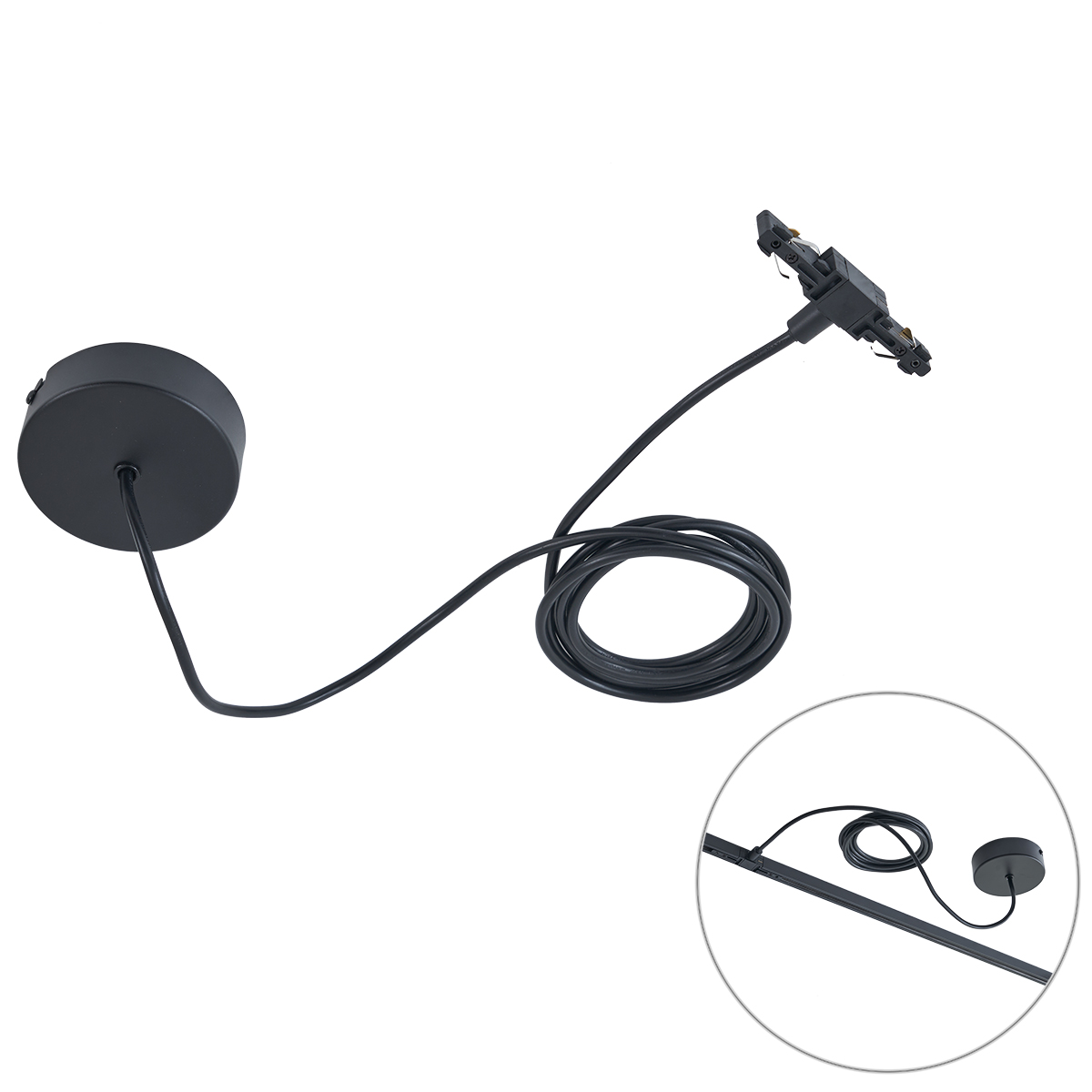 Napájací zdroj s okrúhlou montážnou doskou pre 1-fázovú lištu čierny - Slimline Napájací zdroj s okrúhlou montážnou doskou pre 1-fázovú lištu čierny - Slimline