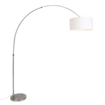 Oblúková lampa oceľový tienidlo z látky biele 50/50/25 nastaviteľná - XXL