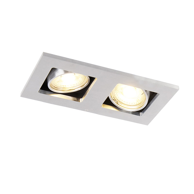 Oceľové zapustené bodové svetlo obdĺžnikové 2-svetlo - Qure Oceľové zapustené bodové svetlo obdĺžnikové 2-svetlo - Qure