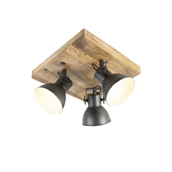 Priemyselné bodové svetlo tmavosivé s mangovým drevom 3-svetlo - Mangoes