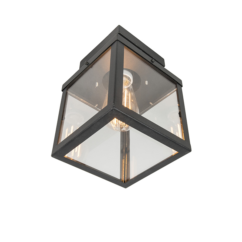 Priemyselné vonkajšie stropné svietidlo čierne 1-žiarovkové - Rotterdam Priemyselné vonkajšie stropné svietidlo čierne 1-žiarovkové - Rotterdam