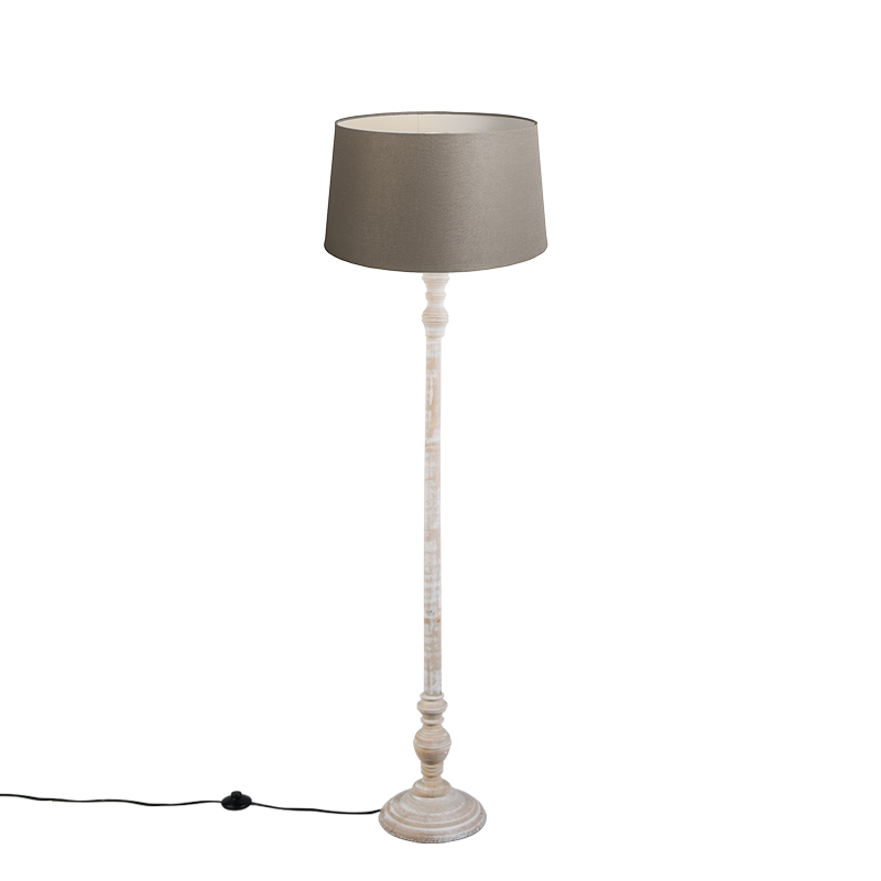 Rustikálna stojaca lampa taupe s tienidlom z ľanu 45 cm - Classico Rustikálna stojaca lampa taupe s tienidlom z ľanu 45 cm - Classico