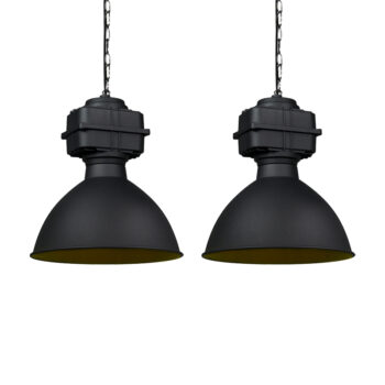 Sada 2 priemyselných závesných svietidiel malých matných čiernych - Sicko
