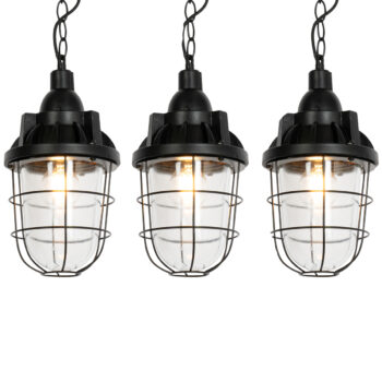 Sada 3 priemyselných závesných svietidiel čiernych - Cabin
