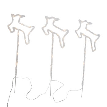 Sada 3 vianočných reflektorov biely jeleň vrátane LED s časovačom IP44 - Shika