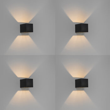 Sada 4 moderných nástenných svietidiel čiernych - Transfer