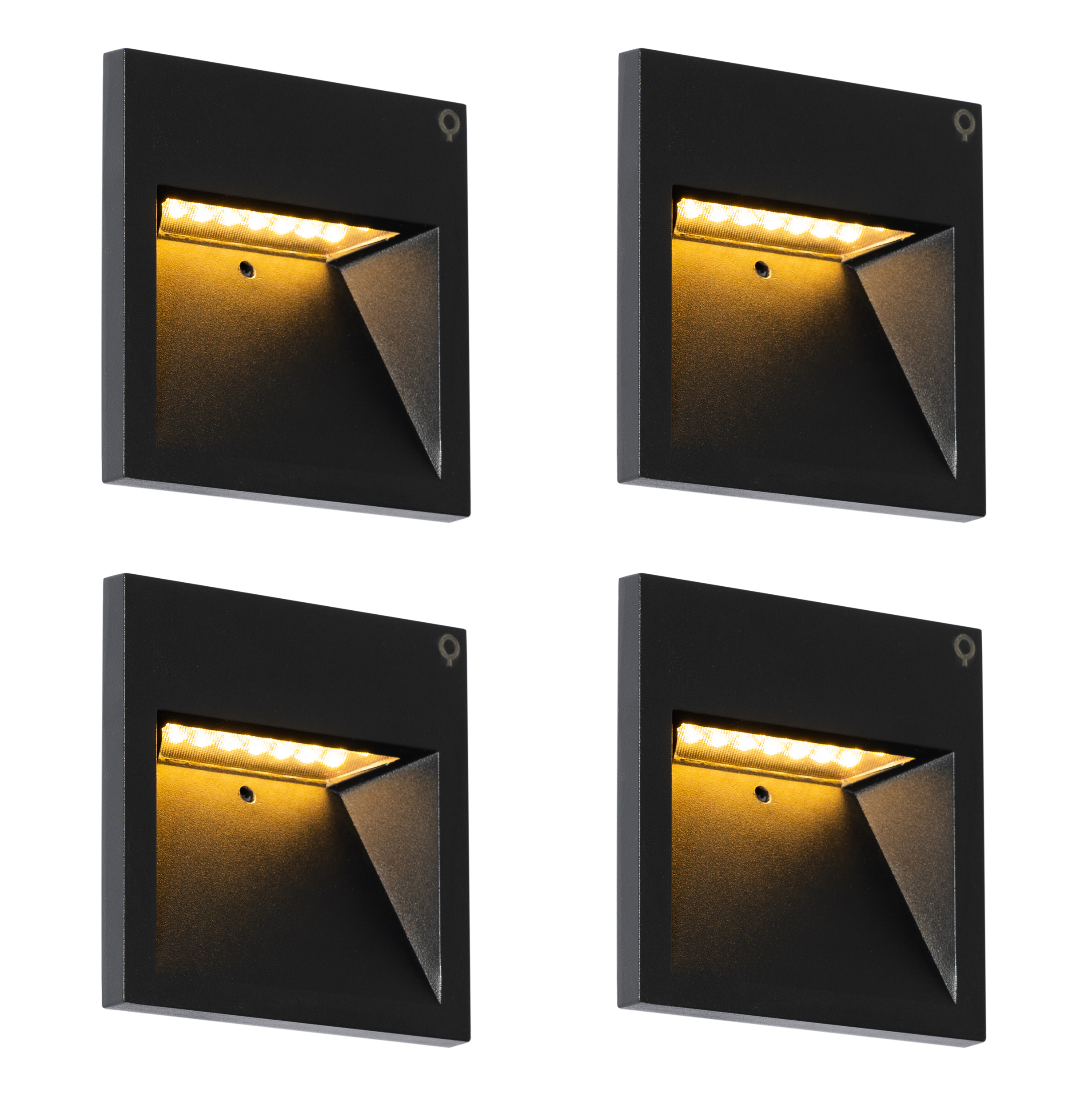 Sada 4 moderných zapustených nástenných svietidiel čierna vrátane LED - Gem 2 Sada 4 moderných zapustených nástenných svietidiel čierna vrátane LED - Gem 2