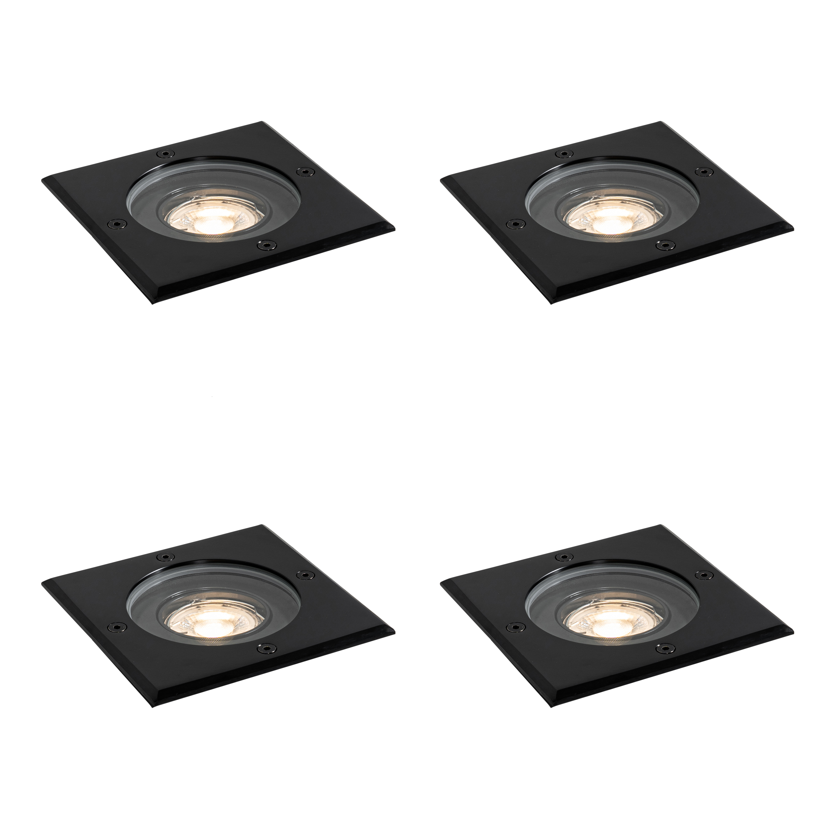 Sada 4 vonkajších zemných bodových svetiel čierna štvorcové nastaviteľné IP65 - Delux Sada 4 vonkajších zemných bodových svetiel čierna štvorcové nastaviteľné IP65 - Delux