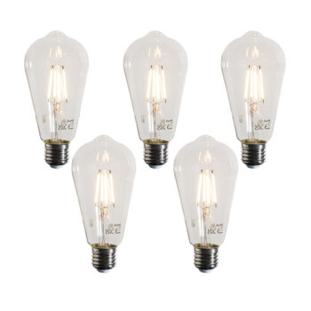 Sada 5 LED žiaroviek E27 Filament ST64 číra 4W 470 lm 2700K