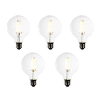 Sada 5 LED žiaroviek E27 G95 číra 3,8W 806 lm 3000K