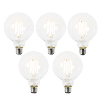 Sada 5 LED žiaroviek E27 G95 číre 2,2 W 470 lm 2700 K