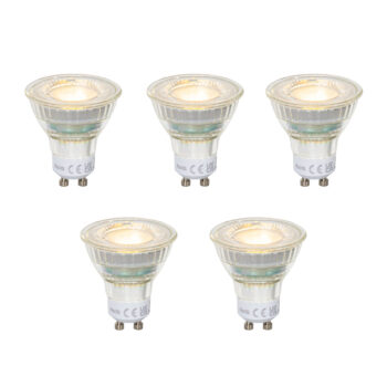 Sada 5 čírych LED žiaroviek GU10 50 mm 2,5 W 450 lm 2700 K