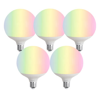 Sada 5 inteligentných LED žiaroviek E27 G120 matná RGBW 9W 806 lm 2700-6500K