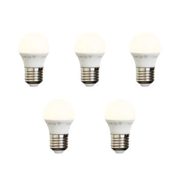 Sada 5 inteligentných stmievateľných LED žiaroviek E27 P45 Opal 4,9 W 470 lm 2200 – 4 000 K