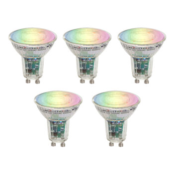 Sada 5 inteligentných žiaroviek GU10 50 LED číra RGBW 4,5 W 350 lm 2700-6000 K