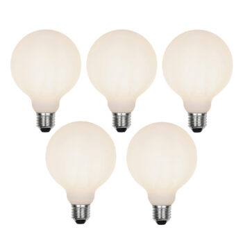 Sada 5 ks E27 3-stupňová stmievateľná LED lampa G95 matné sklo 5W 550 lm 2700K